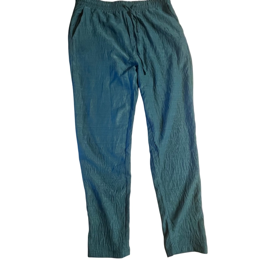 Massimo‎ Dutti Mens XXL Teal Blue Textured Drawstring Elastic Waist Trousers